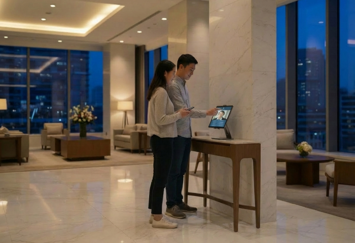 受付・インフォメーションでSmart-c